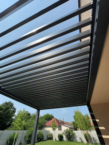 Pérgola de Aluminio con Láminas Orientables Autoportante |   Pabellón Exterior Independiente con Toldo Retráctil y Luces LED para Patio - Product Image 5