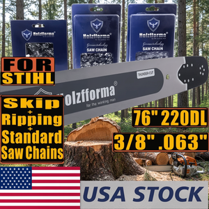 Catena per motosega a sezione piena da 76 pollici, 3/8 pollici, .063 pollici, 220 maglie di trasmissione, con barra guida solida e scalpello completo, per ST MS660 MS661 MS650 0 - Disponibile negli USA - Product Image 5