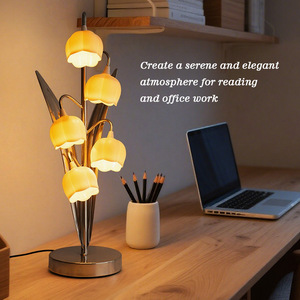 Lámpara de mesa Bell Flower E27 LED con cuello flexible, luz cálida para decoración de sala de estar y dormitorio - Product Image 5