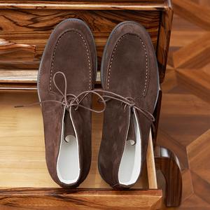 Nouvelles bottes pour hommes en cuir suédé à bout carré, hautes, respirantes, légères, antidérapantes, à lacets, style désert - Product Image 6