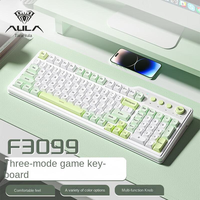 Nouveau clavier mécanique sans fil AULA F3099 rétroéclairé RVB USB 2.0, trois modes réglables, pour jeux, bureau, ordinateur portable, plastique