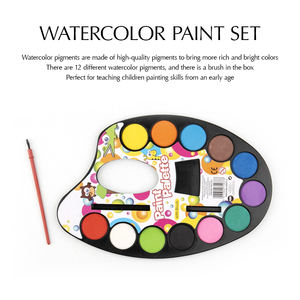 Ensemble de peinture à gâteaux d'<span class=keywords><strong>aquarelle</strong></span> à l'huile, 12 couleurs unies et rondes avec <span class=keywords><strong>palette</strong></span> de peinture en plastique pour la vente en gros - Product Image 3