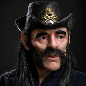 Masque de capitaine vintage en latex, masque de cosplay intégral avec chapeau noir, cheveux noirs longs, barbe et moustache pour fête d'Halloween - Product Image 1