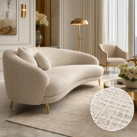 Tissu d'ameublement de luxe en chenille bouclée de polyester, teint en fil, respirant, de poids moyen, pour canapé et mobilier