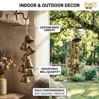 Clochettes de protection vintage rustiques en laiton sur corde pour la maison, le jardin, les accents décoratifs et les cadeaux