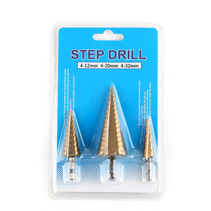 3pcs HSS Titanium Straight Step <b>Drill</b> <b>Bit</b> High Speed Steel Metal <b>Wood</b> Hole Cutter Cone Drilling Tool Set - Product Image 5