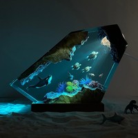 Lampe de table décorative moderne 2026 au design créatif en résine époxy LED, veilleuse cadeau, plongeur bleu, baleine, pour la maison