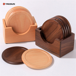 Wholesale Custom Natural Round square Thin Oak Beech <b>Bamboo</b> Acacia Walnut Drink Pot Tea <b>Coffee</b> <b>Cup</b> Plain Blank Wooden Coaster - Product Image 5
