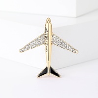 Broche d'avion haut de gamme personnalisée incrustée de diamants, accessoire élégant en alliage de Yiwu, épingle raffinée pour tenues formelles masculines