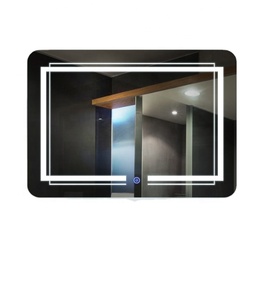 Rectangular Gold Frame LED Backlit Bathroom Mirror With <strong>Twin</strong> LED Light Border Design Anti Fog Hotel Custom Wholesale Supply - Product Image 2