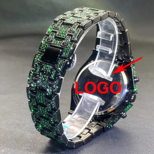 Montre-Bracelet à Quartz de Luxe Plaqué Or Entièrement Sertie de Diamants Brillante Design Hip Hop Boîtier Rond 20 mm Largeur de Bracelet Iced Out pour Hommes - Product Image 3