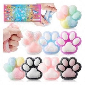 Lot de 12 jouets anti-stress en forme de patte de chat, jouets sensoriels à texture mochi à remontée lente, jouets à presser Kawaii TOYSRUNNER - Product Image 1