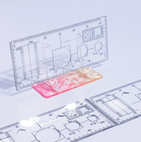 Regla de Plantilla de Acrílico Transparente para Coordenadas, Plantilla de Dibujo a Escala, Regla Multifuncional para Mapeo Topográfico con Logotipo Personalizado