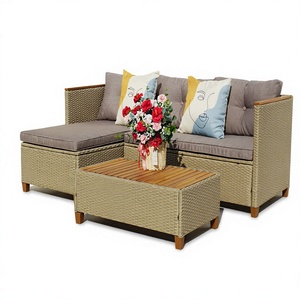 Ensemble de canapés modernes en rotin tressé, fabrication directe du Vietnam, best-seller, coussins en polyester KD, résistant aux intempéries, pour jardin et extérieur. - Product Image 3