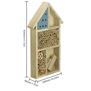 Personnalisable extérieur en bois chambre à insectes hôtel jardin décoration nids boîte Cages pour animaux de compagnie bois maison de miel ruche d'abeille