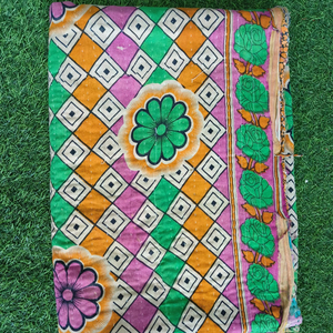 Handmade Eco-Friendly Reversible Washable Vintage Kantha <b>Quilt</b> Printed Cotton Traditional Indian All Season Home Use - Product Image 1