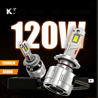 Phares LED de voiture SunRise K3 H1 12V 240W 22000LM 6500K IP67 étanches, tubes en cuivre, Canbus Plug&Play, compatibilité universelle