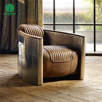 Fauteuil d'aviateur vintage en cuir véritable Moontree Aviation Style Cigar Club Lounge Furniture, modèle Tomcat avec repose-pieds