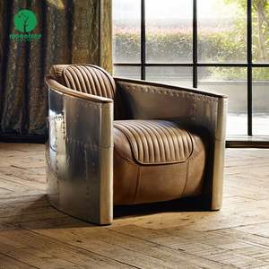 Moontree Aviation Style Cigar <span class=keywords><strong>Club</strong></span> Lounge Furniture Vintage Chaise Aviateur en Cuir Véritable Tomcat <span class=keywords><strong>Fauteuil</strong></span> Avec Ottoman - Product Image 5