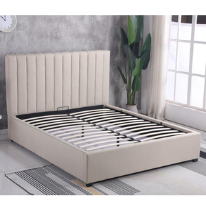 Lit rembourré en tissu moderne pour la maison, avec rangement ottoman, disponible en tailles Queen et King, en velours - Product Image 3