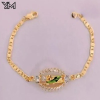 Pulsera de Eslabones Cubanos con Dije de San Judas, de Aleación de Cobre Esmaltada de Alta Gama para Hombre, con Incrustaciones de Circones Electrochapados - ¡Gran Venta!