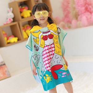Serviette de plage à capuche <span class=keywords><strong>en</strong></span> microfibre pour enfants, poncho de bain pour tout-petits, couvre-maillot de bain pour filles et garçons de 4 à 10 ans, serviettes de piscine pour enfants à séchage rapide - Product Image 4