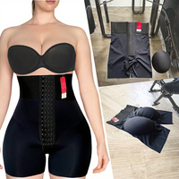 Pantalones Moldeadores de Cintura Alta con Cierre en la Entrepierna y Tres Hileras de Ganchos para Control de Abdomen, Moldeadores BBL con Relleno en Cadera y Glúteos