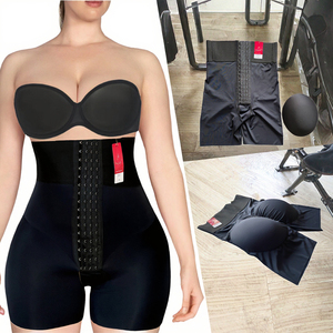 Plus-size High-waisted Shapewear <strong>Pants</strong> <strong>with</strong> Crotch Zipper Three-row Hooks for Tummy Control Bbl Shapewear <strong>with</strong> Hip and <strong>Bum</strong> <strong>Pad</strong> - Product Image 3