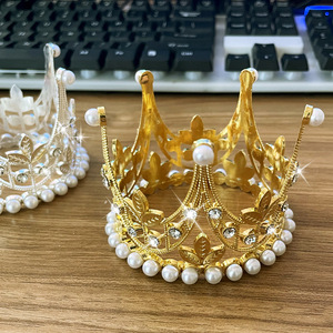 Perla per bambini corona di compleanno fatta a mano da sposa diadema da sposa accessori per abiti da passerella all'ingrosso - Product Image 1