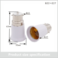 Adaptateur de douille de lampe B22 vers E27, support de lampe à vis, convertisseur de base pour ampoules LED, CFL, halogènes, rallonge de fixation d'éclairage