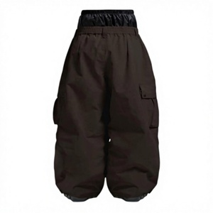Pantalones de esquí para hombre, color marrón, impermeables, sintéticos, con aislamiento, cintura elástica y bolsillos tipo cargo - Product Image 1