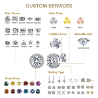 Boucles d'oreilles classiques en or 14 carats avec diamants ronds de laboratoire, design simple et élégant, certifiées IGI 0,5 carat * 2