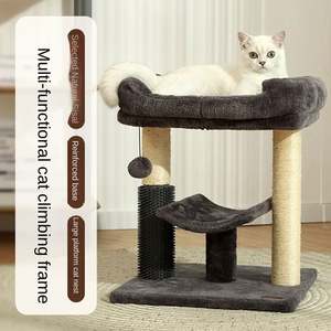 Torre para Gatos de Felpa Gris Oscuro, Moderna, con Poste Rascador de Madera, Directo de Fábrica en China - Product Image 4