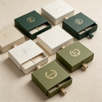 Boîte à bijoux rose à tiroir coulissant, revêtement UV rigide, logo personnalisé, solution d'emballage de détail, fourniture pour chaînes de magasins, étui cadeau de marque en gros