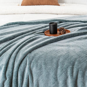 Personalizado de alta calidad de piel falsa de poliéster personalizado esmerilado artificial descargado <span class=keywords><strong>manta</strong></span> de piel sintética bajo MOQ - Product Image 3