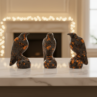 Hot Sale Home Decoration Carving Craft Natural Stone Crystal Crow Carving Yooperlite Raven Statue for Gifts