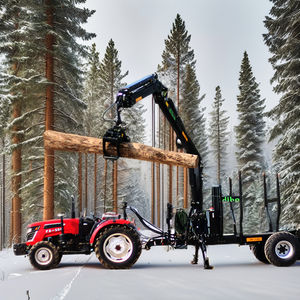 7.8 m 4 WD Fonctionnement mécanique 4 cylindres rotatifs Chargeuse à <span class=keywords><strong>bois</strong></span> Grue Chargeuse à grumes Grue à grumes <span class=keywords><strong>Remorque</strong></span> à grumes avec frein hydraulique - Product Image 1