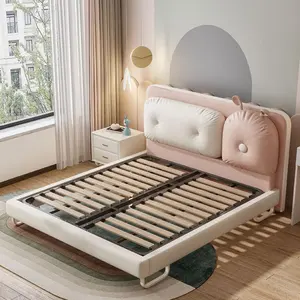Modern prenses çocuk yatağı mobilya seti farklı tam boy yeni tasarım yatak kız prenses pembe
