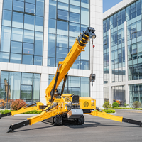 Grue araignée sur chenilles de 10 tonnes, télécommandée, professionnelle, stable, hauteur de levage de 20 m, haute efficacité, sites étroits