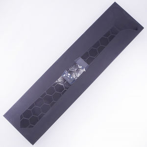 Hamocigia Custom Made Man Luxury Skinny Honeycomb Leather Mirror Hexagon acrilico Tie - Product Image 6