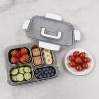 Boîte à lunch en acier inoxydable Lekfre avec poignée - Contenant de préparation de repas de voyage anti-fuite pour les collations et les fruits