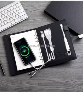 Banco de Energía de Cuero PU con Luz LED de 8000 mAh, Carga Inalámbrica, Cuaderno con Memoria USB de 8/16/32 GB, Set de Regalo Multifuncional - Product Image 3