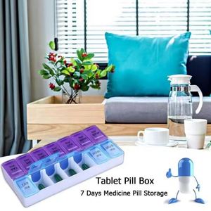 Boîte hebdomadaire, emballée séparément pour le matin et le soir, boîte à pilules portable à 14 compartiments, distributeur de médicaments à 14 compartiments, rangement personnalisé - Product Image 2