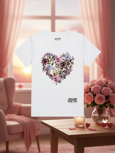 JWISUINIT T-shirt da donna a maniche corte con scollo rotondo, stampa con cuore e design floreale, casual, primavera estate, 100% cotone jersey - Product Image 2