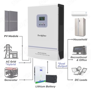 Convertisseur solaire monophasé 6 kW 6000 W, convertisseur <span class=keywords><strong>hybride</strong></span> sans batterie, double sortie, capacité réelle, système solaire hors réseau - Product Image 1