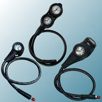 Console de plongée W.M.D Scuba Triple Diving Gauge 0-400 BAR, pression, profondeur, boussole, luminescente, 80m avec tuyau haute pression, certifiée CE