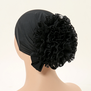 Nouveau <span class=keywords><strong>sous</strong></span>-<span class=keywords><strong>hijab</strong></span> instantané en mousseline avec dentelle florale, <span class=keywords><strong>bonnet</strong></span>, turban, foulard de tête - Product Image 4