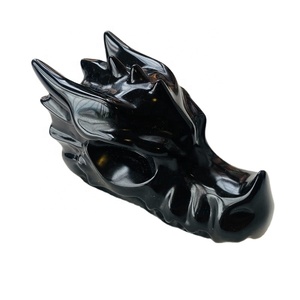 <span class=keywords><strong>Teschi</strong></span> di drago di ossidiana nera di <span class=keywords><strong>roccia</strong></span> di cristallo naturale all'ingrosso per la decorazione - Product Image 1