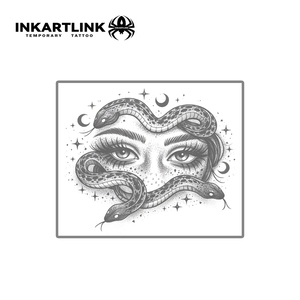 INKARTLINK - Tatuaje Temporal Personalizado de Ojos de <span class=keywords><strong>Medusa</strong></span> y Cuerpo de Serpiente, Resistente al Agua, de Larga Duración (1-2 Semanas), Tinta Jagua - Product Image 5