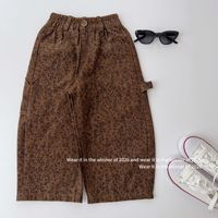 Pantalon léopard pour filles avec poche arrière en forme de cœur, collection automne 2026, vente en gros